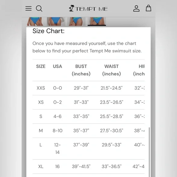 Tempt Me Women’s Blue and Green Bikini Set Sz L NWOT - Picture 6 of 7